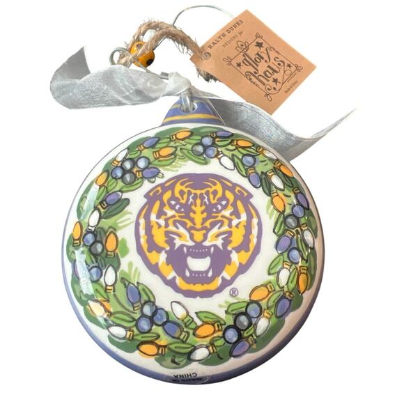 NWT - Glory Haus LSU Tigers Wreath Puff Ornament - Picture 2 of 4